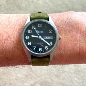 Orvis Women’s Watch Olive Green Canvas Strap Water Resistant